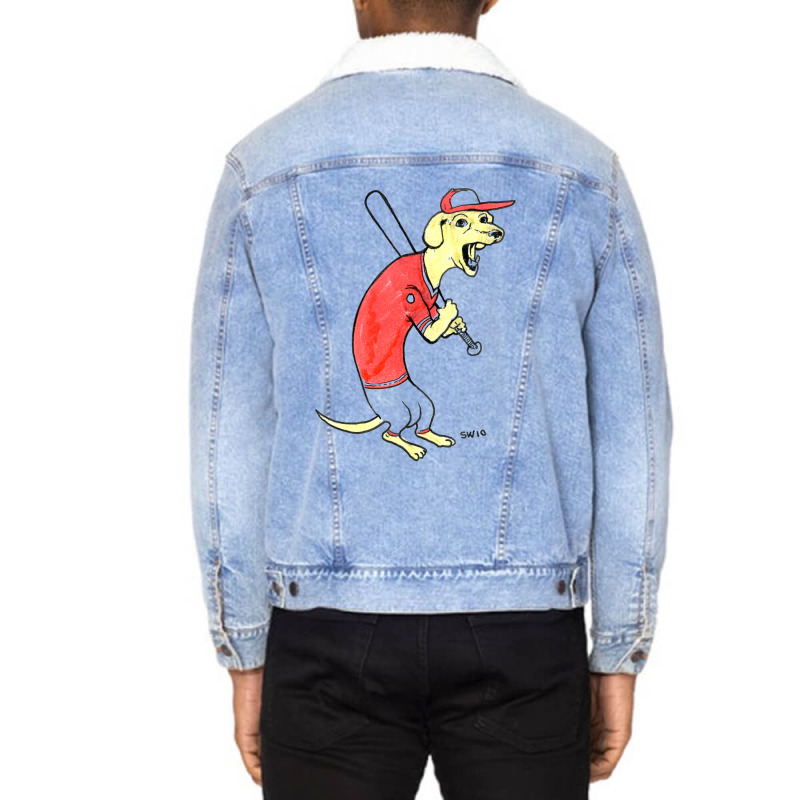 Dachsund Baseball Hipster Unisex Sherpa-lined Denim Jacket | Artistshot