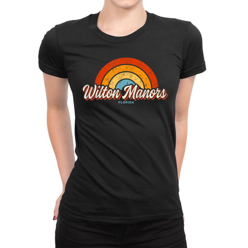 Trending Wilton Manors Florida Fl Vintage Rainbow Retro 70s Ladies Fitted T-Shirt by haodinhvan1 | Artistshot