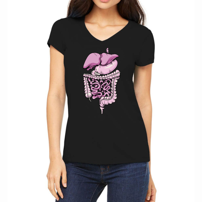 Detailed Digestive System Green Women's V-Neck T-Shirt by jenalyihyet | Artistshot