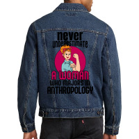 Never Underestimate Woman Anthropology Aesthetic Men Denim Jacket | Artistshot