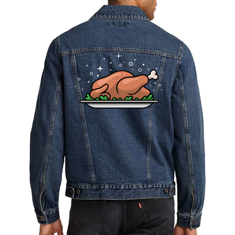 Roast Chicken Dish Cartoon 70s Men Denim Jacket by lodenbuduanf | Artistshot