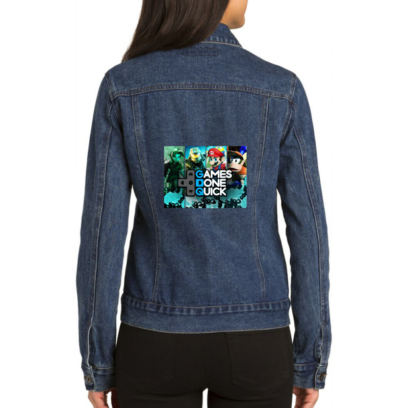 Games Done Quick  Combined Art Ladies Denim Jacket by JeffreyAlanSwanson | Artistshot