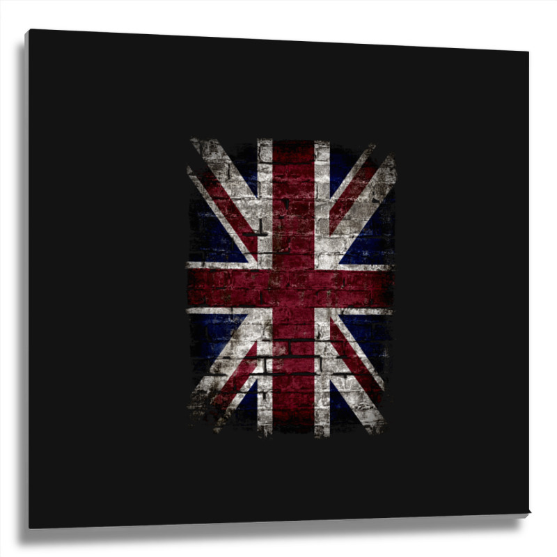 Grunge Uk Flag Great Britain Punk Style Distressed Wall Classic Metal Print Square | Artistshot