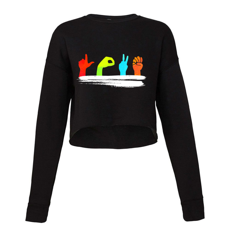 Love Spelled In American Sign Language Valentine's Cropped Sweater by tintruong | Artistshot