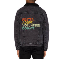 Foster Adopt Sponsor Donate Educate Animals Rescued Dog Cat Long Sleev Unisex Sherpa-lined Denim Jacket | Artistshot