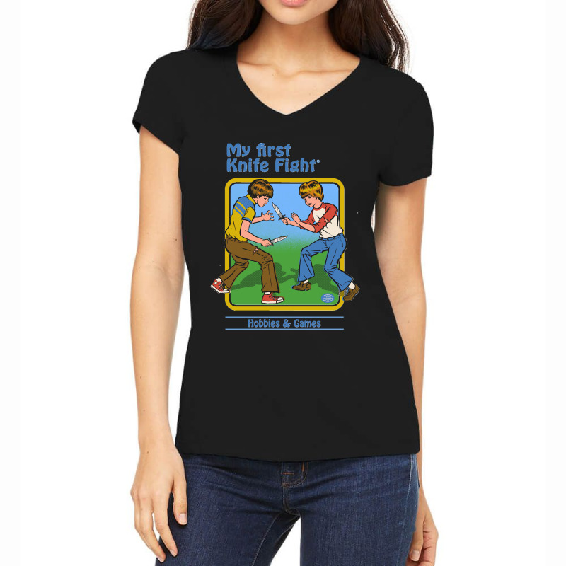 My First Knife Fight Classic Women's V-Neck T-Shirt by DIANECULERIE | Artistshot