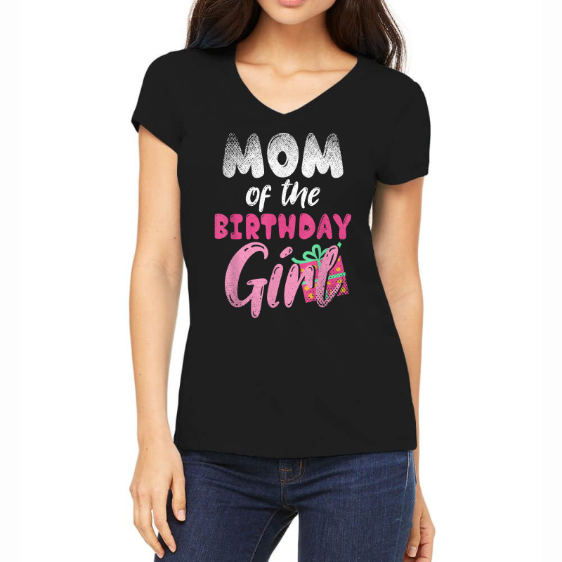 Family Parents Mom Of The Birthday Girl Mommy T Shirt Women's V-Neck T-Shirt by tamkyfashions | Artistshot