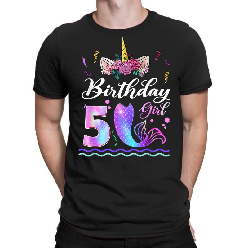 5th Birthday Girl Unicorn Mermaid Tail 5 Years Old Mermicorn T Shirt T-shirt | Artistshot