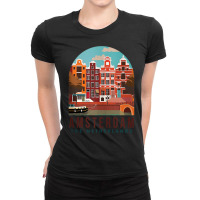 Amsterdam The Netherlands Travel Poster Amsterdam Traveling Tank Top Ladies Fitted T-shirt | Artistshot