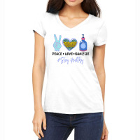 Peace Love Sanitize Stay Healthy For Light Women's V-neck T-shirt | Artistshot