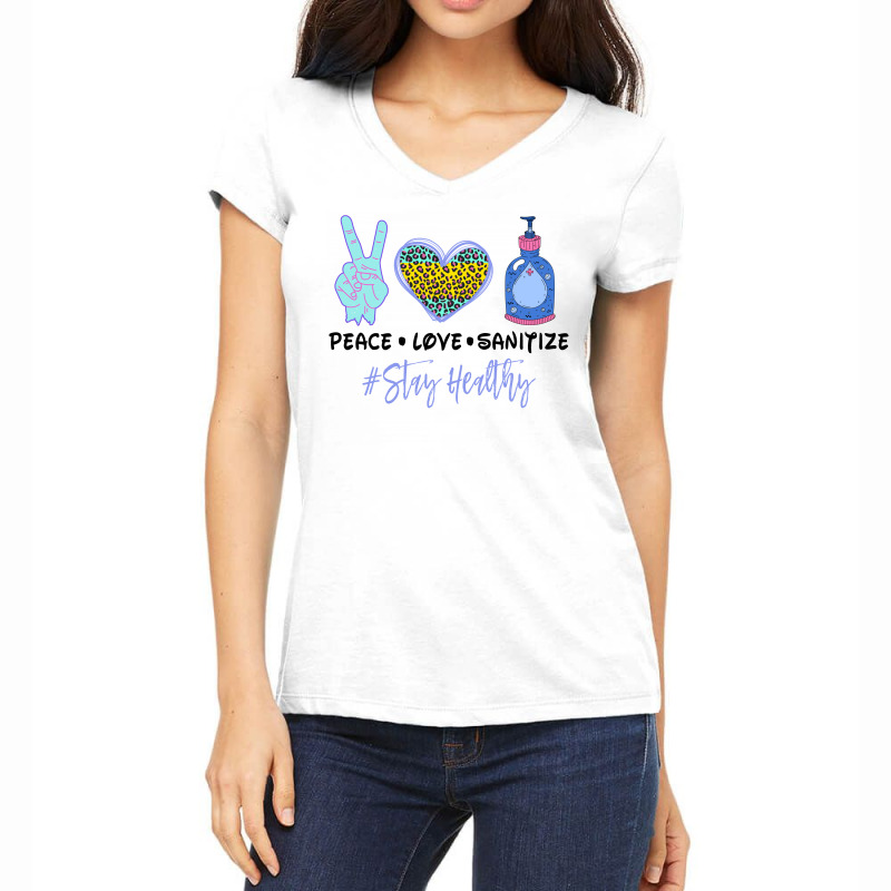 Peace Love Sanitize Stay Healthy For Light Women's V-Neck T-Shirt by Gurkan | Artistshot