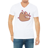 Sloth Loves Cat 1 V-neck Tee | Artistshot