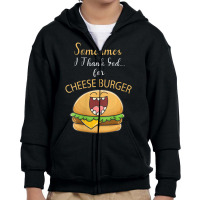 Womens Cheeseburger French Fry & Hamburger Lovers Food Thankful Vneck Youth Zipper Hoodie | Artistshot