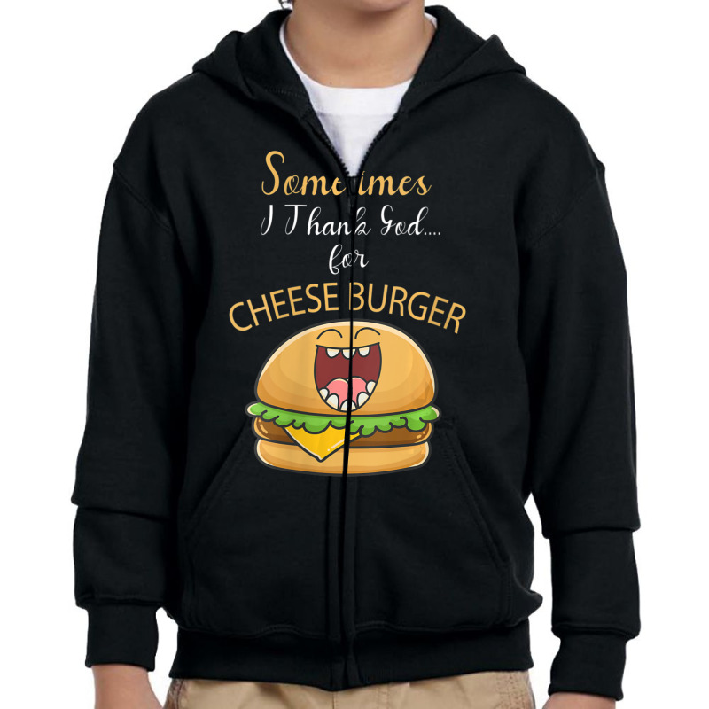 Womens Cheeseburger French Fry & Hamburger Lovers Food Thankful Vneck Youth Zipper Hoodie by thanhtran | Artistshot