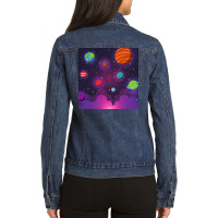 Planet Space Solar System Art Ladies Denim Jacket | Artistshot