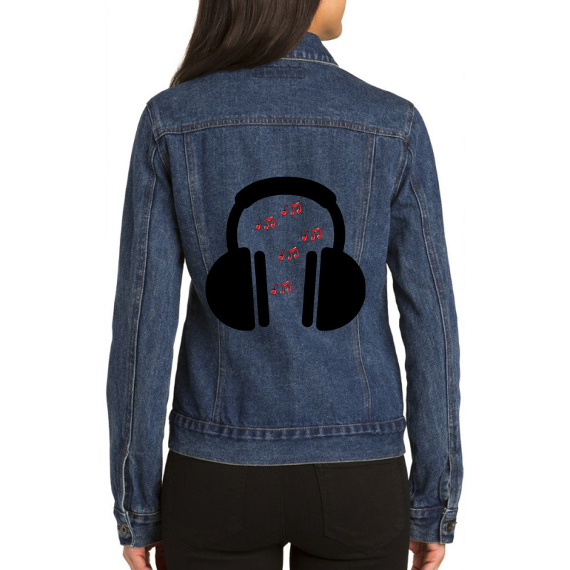 Music Headphone S Essential Ladies Denim Jacket by CrystalLSchwartz | Artistshot