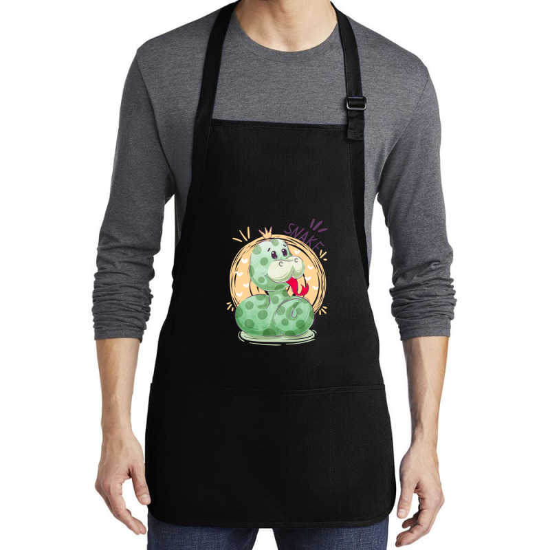 Cute Snake King With Flying Hearts Cartoon Medium-length Apron | Artistshot