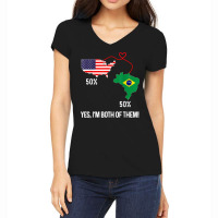 Half Brazilian Half American Flag Combined Map Brasileiro T Shirt Women's V-neck T-shirt | Artistshot