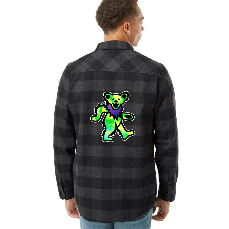 Green Grateful Dancing Hippie Classic Rock Dead Bear Flannel Shirt | Artistshot