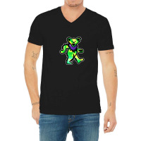 Green Grateful Dancing Hippie Classic Rock Dead Bear V-neck Tee | Artistshot