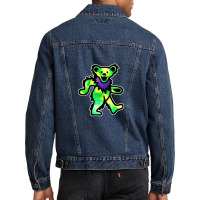 Green Grateful Dancing Hippie Classic Rock Dead Bear Men Denim Jacket | Artistshot