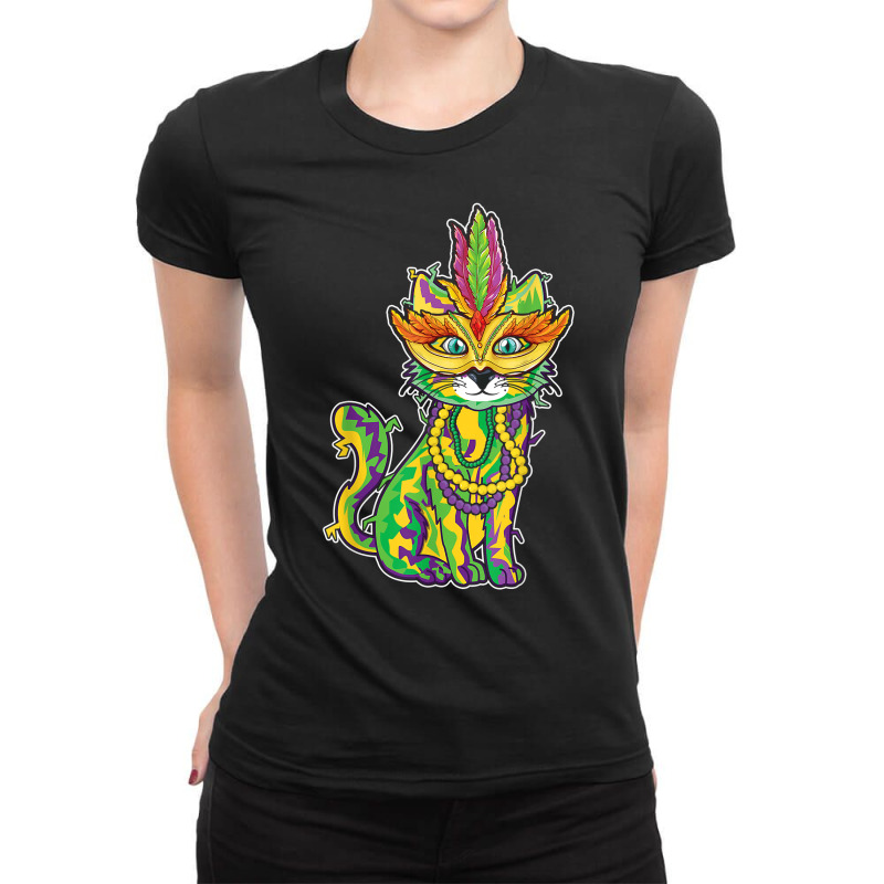 Cute Cat Mardi Festival Parade Beads 2023 Mardi Gras T Shirt Ladies Fitted T-Shirt by pearleql2katnik | Artistshot