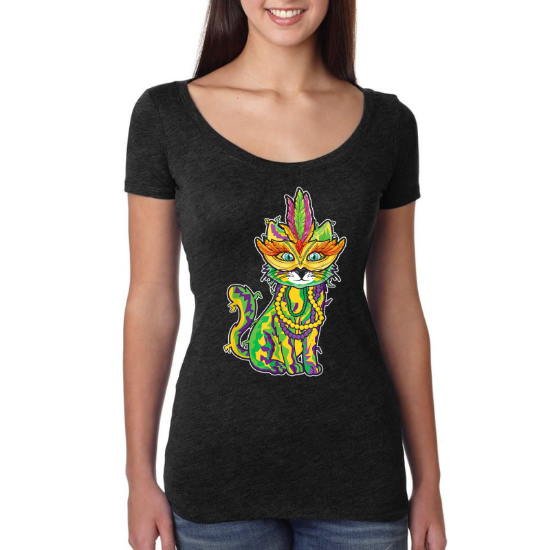 Cute Cat Mardi Festival Parade Beads 2023 Mardi Gras T Shirt Women's Triblend Scoop T-shirt by pearleql2katnik | Artistshot