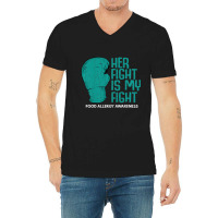 Womens Her Fight Is My Fight Food Allergy Awareness Month V-neck Tee | Artistshot