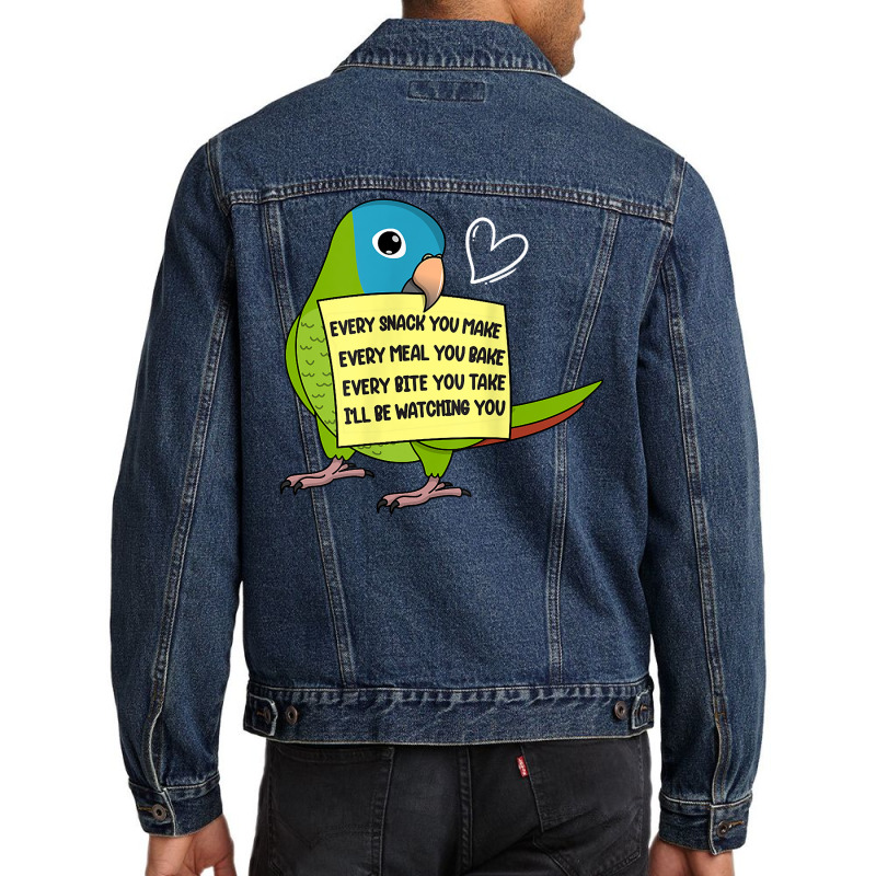 Every Snack, Meal Or Bite I Blue Crowned Conure Parrot T Shirt Men Denim Jacket by pearleql2katnik | Artistshot