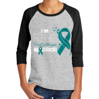 Womens Food Allergies Warrior I'm Fine Feather V-neck Youth 3/4 Sleeve | Artistshot