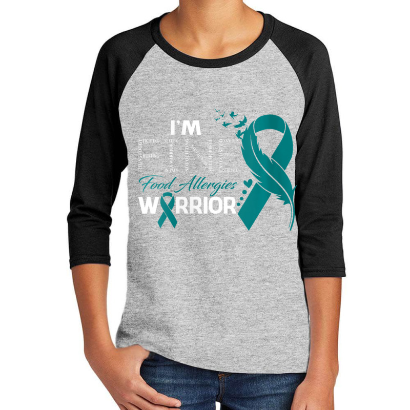 Womens Food Allergies Warrior I'm Fine Feather V-neck Youth 3/4 Sleeve | Artistshot