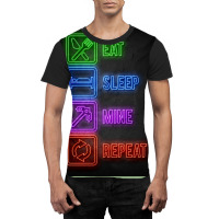 Eat Sleep Mine Repeat Blue Graphic T-shirt | Artistshot