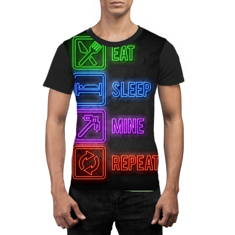 Eat Sleep Mine Repeat Blue Graphic T-shirt by peemotchalwe4 | Artistshot