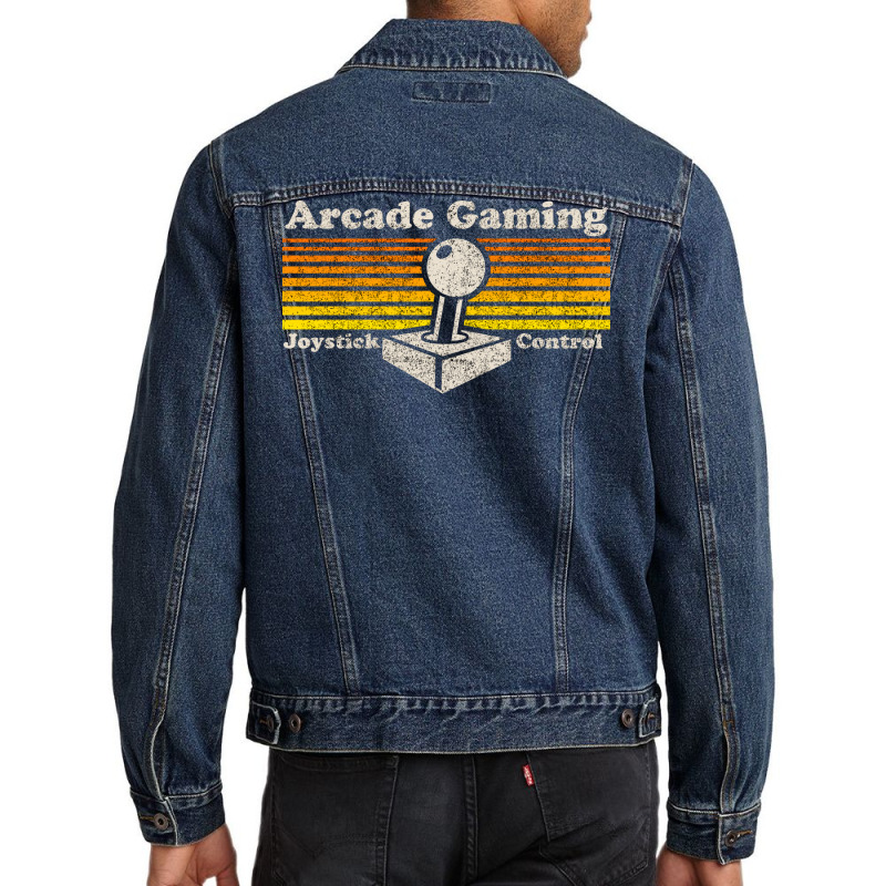 Arcade Joystick Retro Humor Men Denim Jacket | Artistshot