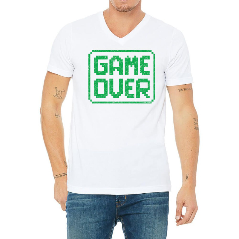 Game Over Green Worn Quote V-Neck Tee by peemotchalwe4 | Artistshot