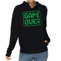 Game Over Green Worn Quote Lightweight Hoodie | Artistshot