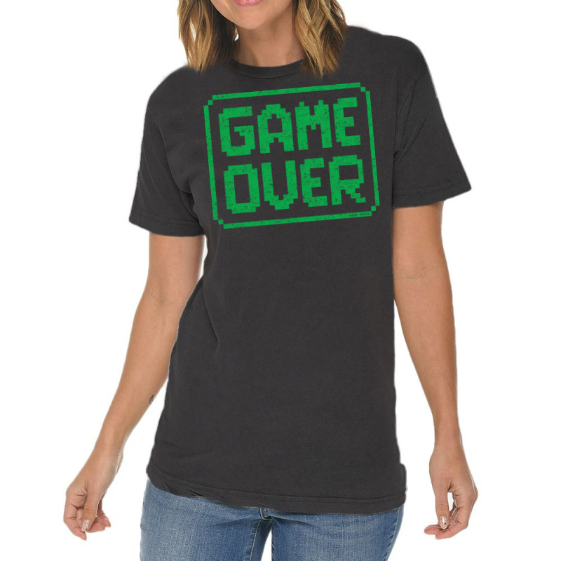 Game Over Green Worn Quote Vintage T-Shirt by peemotchalwe4 | Artistshot