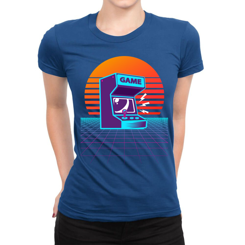 Arcade Machine Retrowave Humor Ladies Fitted T-Shirt by eullershexs | Artistshot