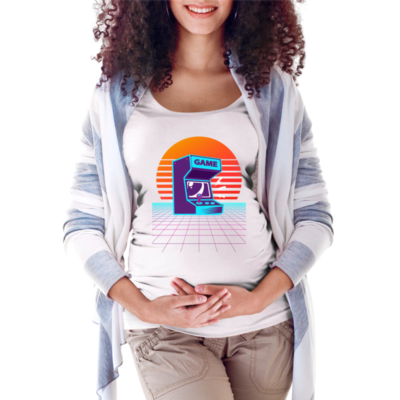 Arcade Machine Retrowave Humor Maternity Scoop Neck T-shirt by eullershexs | Artistshot