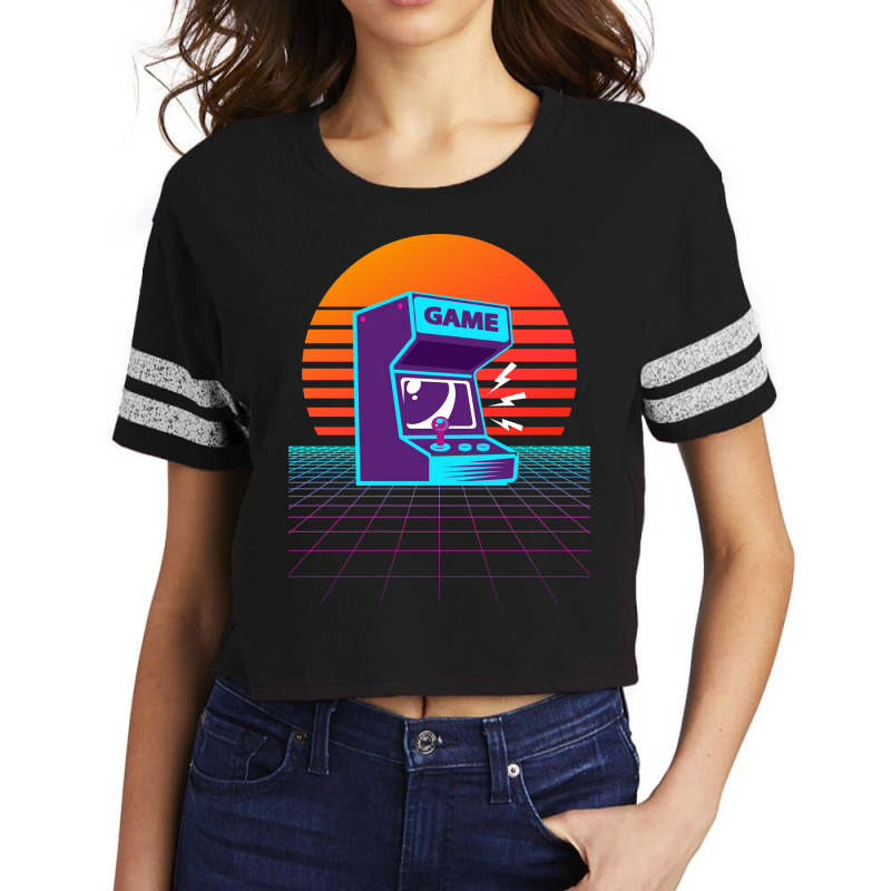 Arcade Machine Retrowave Humor Scorecard Crop Tee by eullershexs | Artistshot