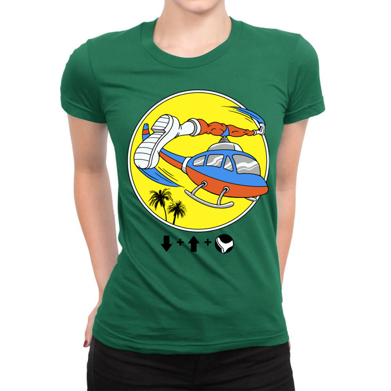 Helicopter Kick Red Ladies Fitted T-Shirt by sadakmnie | Artistshot