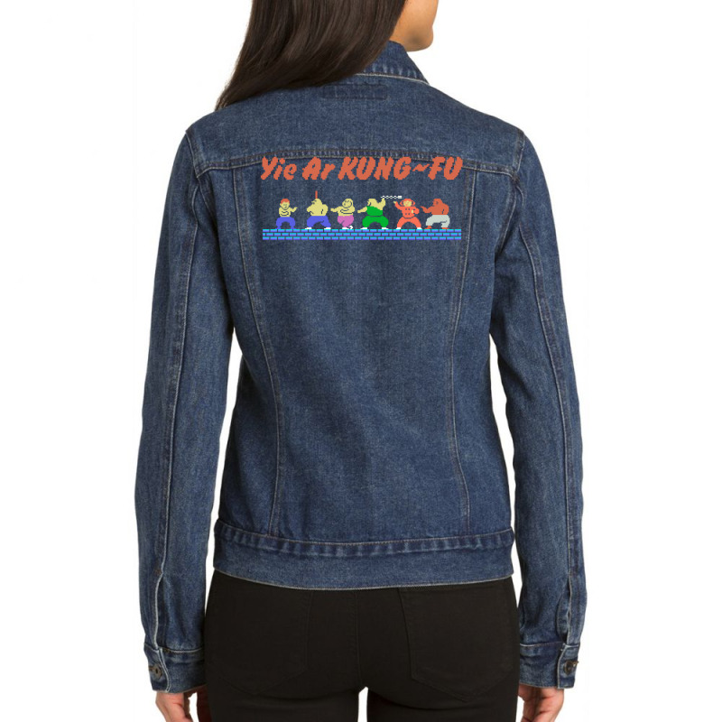 Mod1 Arcade Yie Ar Kungfu Video Game 70s Ladies Denim Jacket by peemotchalwe4 | Artistshot