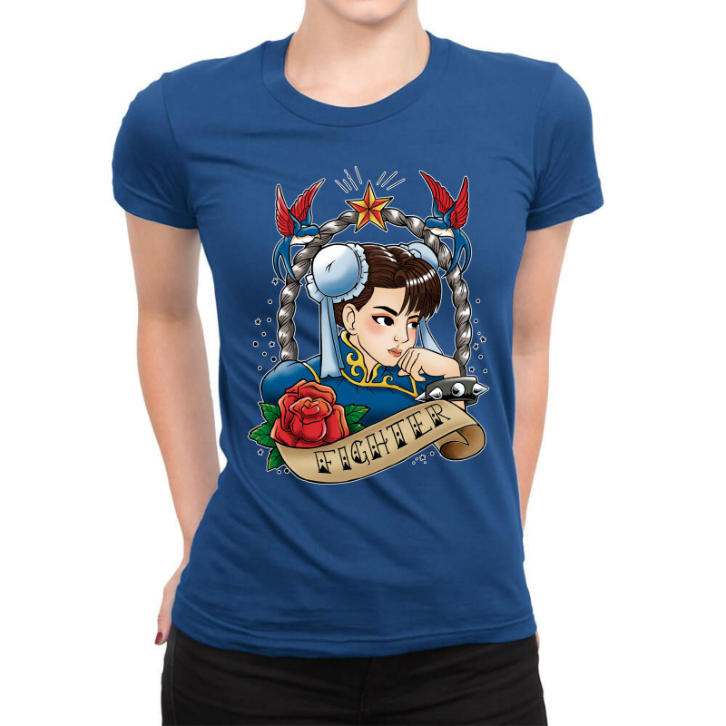 Fighter Girl Tattoo Hippie Ladies Fitted T-Shirt by foguelauezov1 | Artistshot