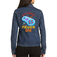 Retro Gamer 8bit Legend New Pad Ladies Denim Jacket | Artistshot