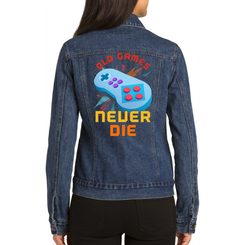 Retro Gamer 8bit Legend New Pad Ladies Denim Jacket by ninamaiatroui | Artistshot