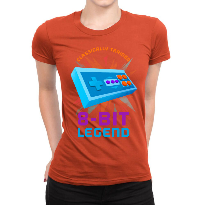 Retro Gamer 8bit Legend Gamepad Humor Ladies Fitted T-Shirt by sadakmnie | Artistshot