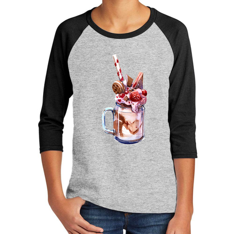 Chocolate Strawberry Milkshake,chocolate Strawberry Overshake Youth 3/4 Sleeve by marinah | Artistshot