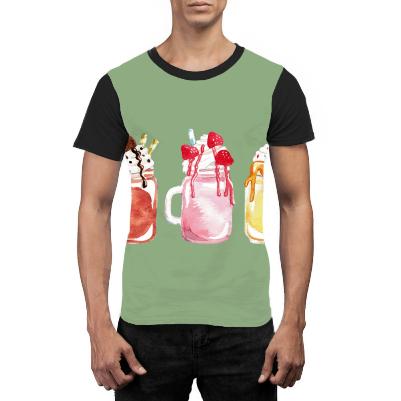 Chocolate Strawberry Vanilla Milkshake,triple Milkshake Set Graphic T-shirt by marinah | Artistshot