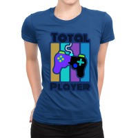 Total Player Gamer Design Blue Ladies Fitted T-shirt | Artistshot