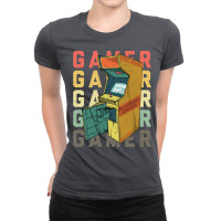 Oldskool Vintage Arcade Gamer Blue Ladies Fitted T-shirt | Artistshot